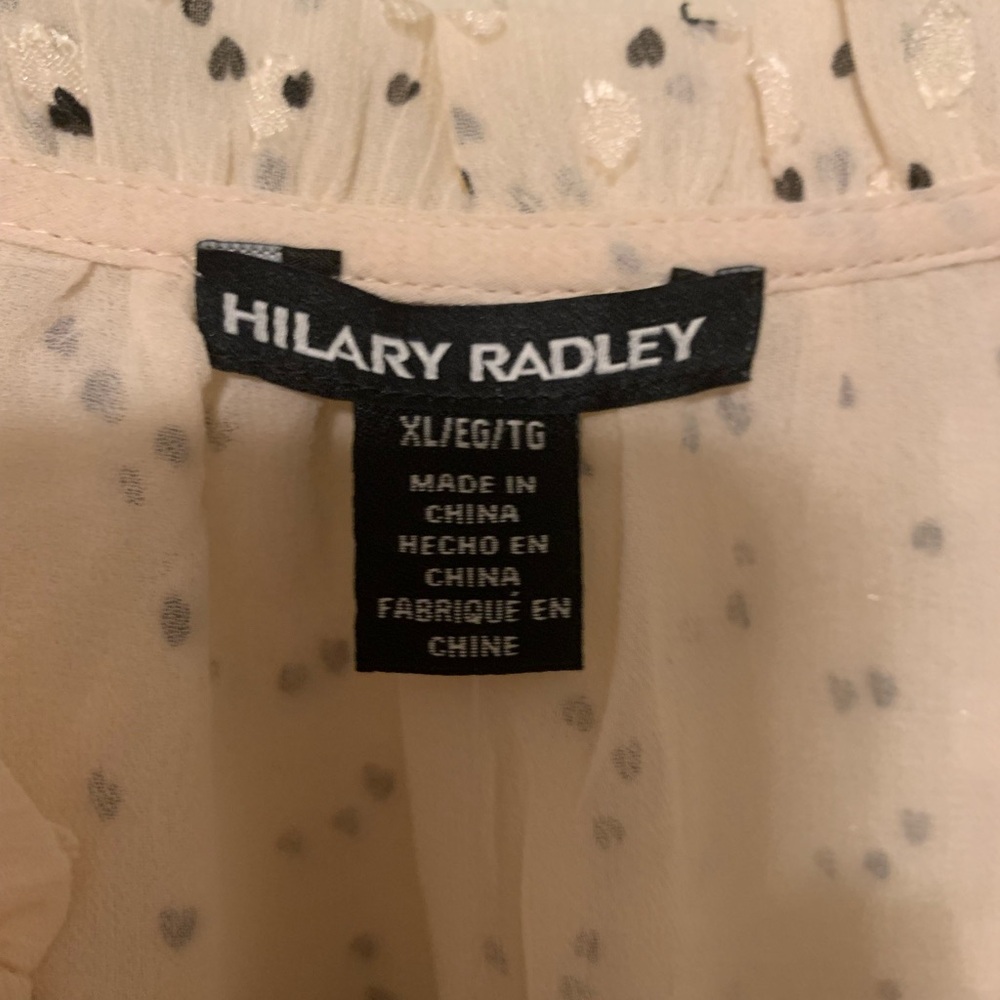 New Hilary Radley Cream Blouse with Black Dots and Long Sleeves. Size XL - Picture 7 of 9